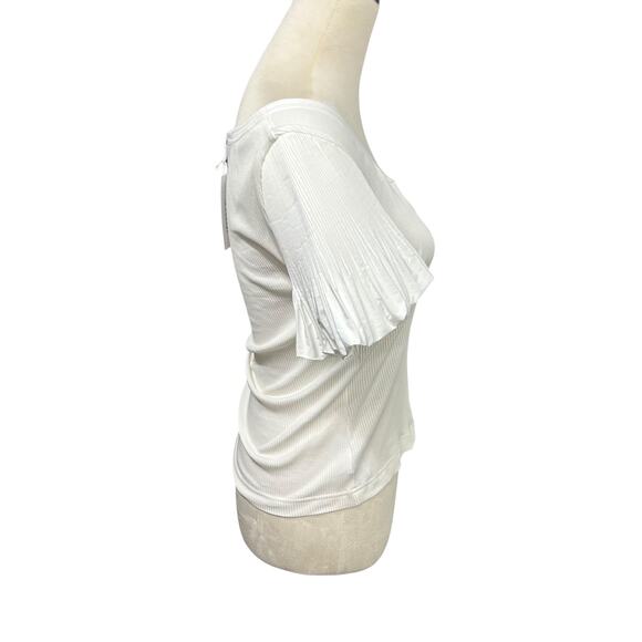 Romantic Chic Pleated Flutter Sleeve Top Derek Lam 10 Crosby White S - Picture 2 of 7